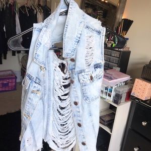 Fringed Jean jacket vest